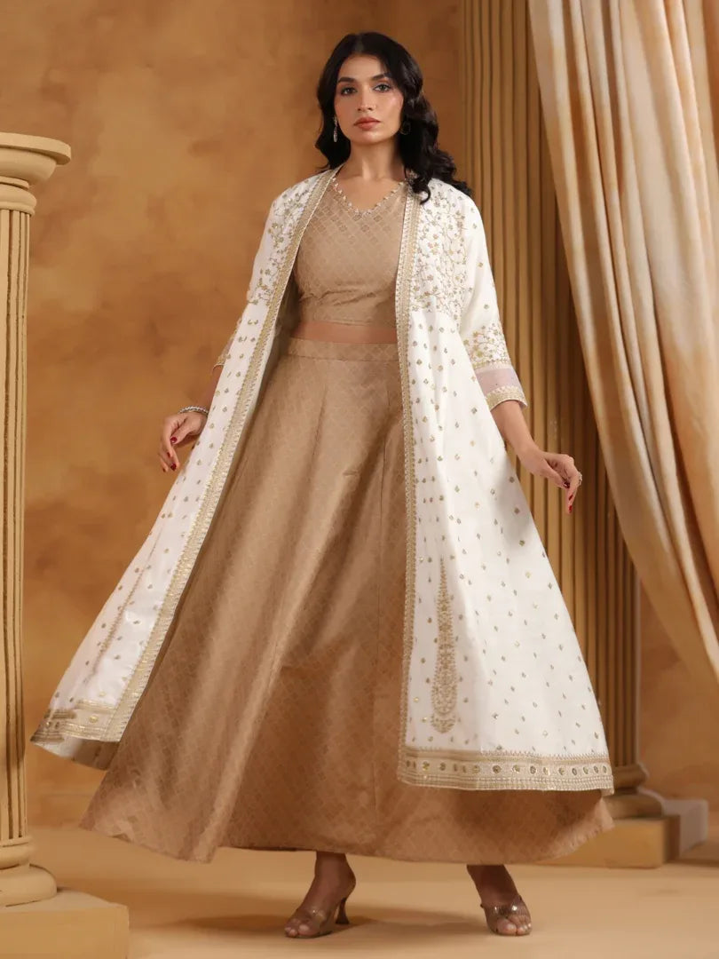 Span White Polyster Jacket Style 3PCS Set
