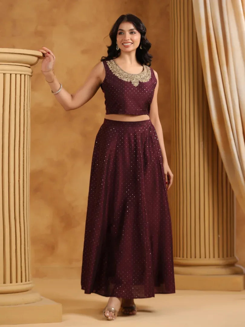Span Wine Silk Festive 3PCS Set