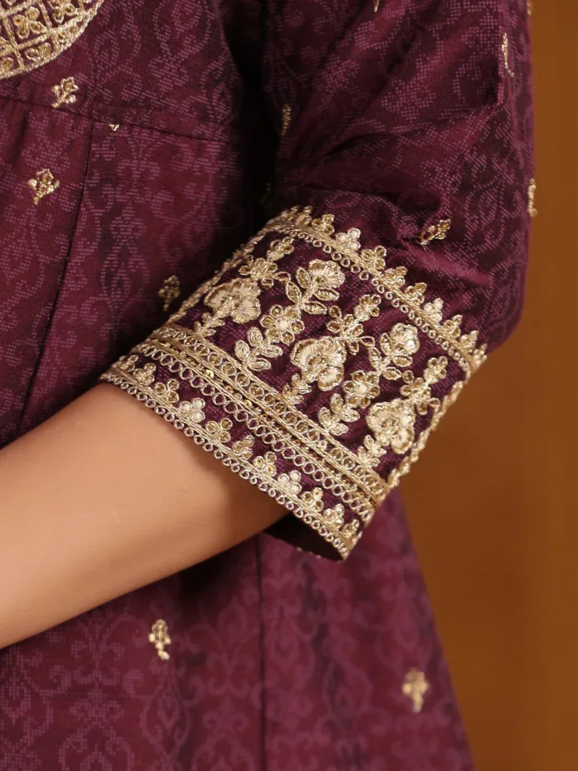 Span Wine Silk Festive 3PCS Set