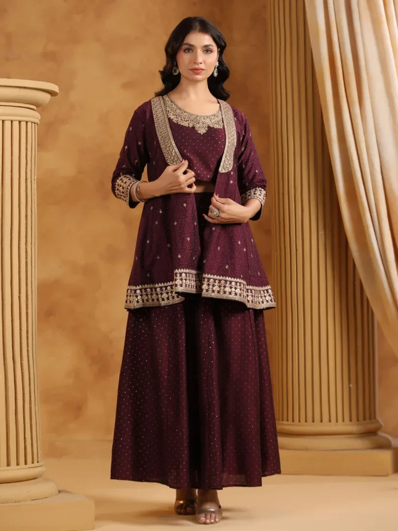 Span Wine Silk Festive 3PCS Set