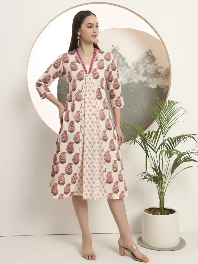 Span Ivory Deep-V casual Kurta