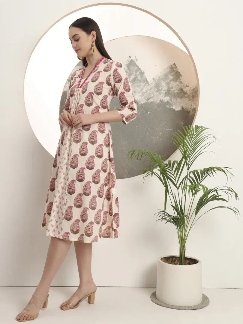 Span Ivory Deep-V casual Kurta