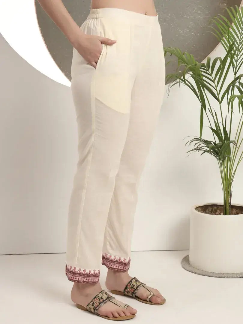 Span Ivory Round Neck Co-Ord Set(Set of 2)