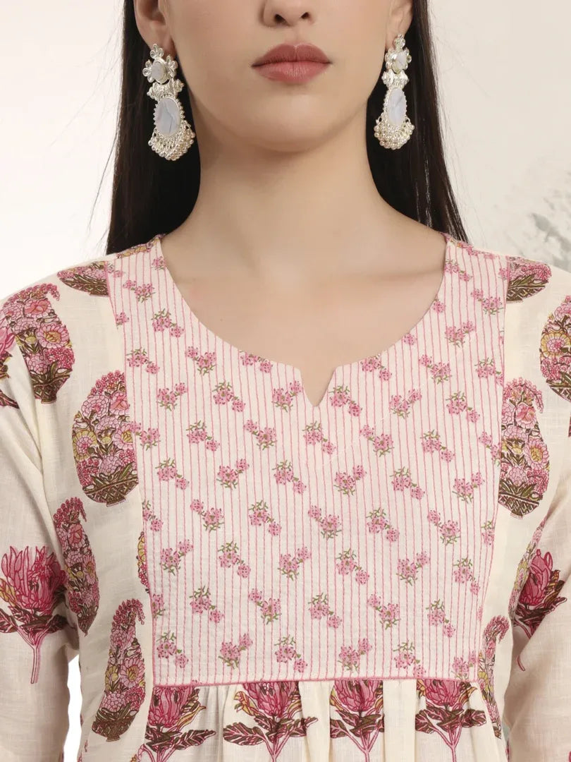 Span Ivory Round Neck Cotton Co-Ord Set(Set of 2)