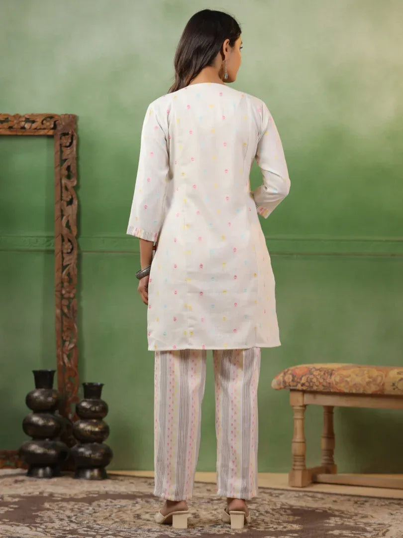 Span White Cotton Co-Ord Set (Set of 2)