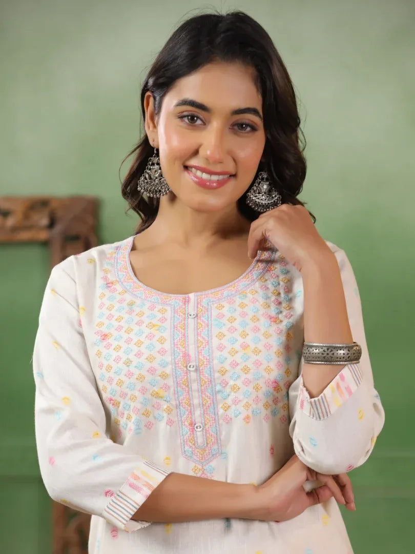 Span White Cotton Co-Ord Set (Set of 2)
