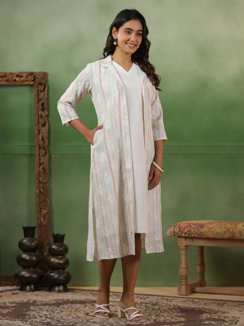Span White Collard Cotton 2PCS Set