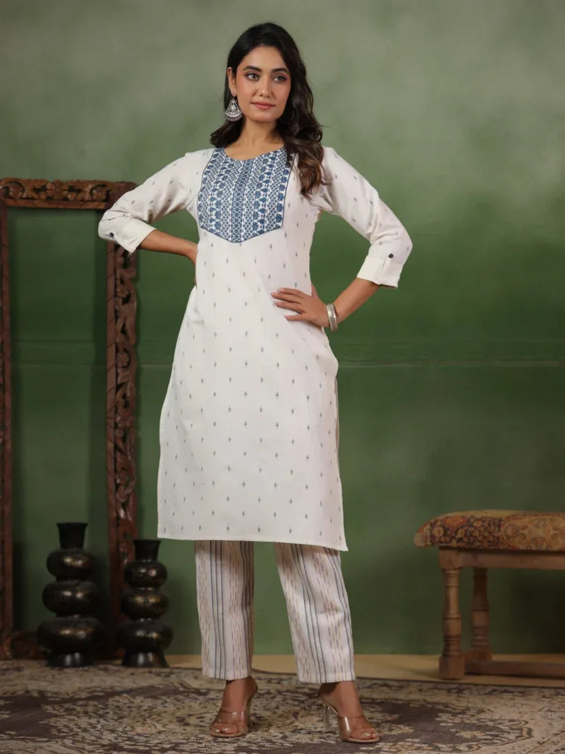 Span White Cotton Co-Ord Set (Set of 2)