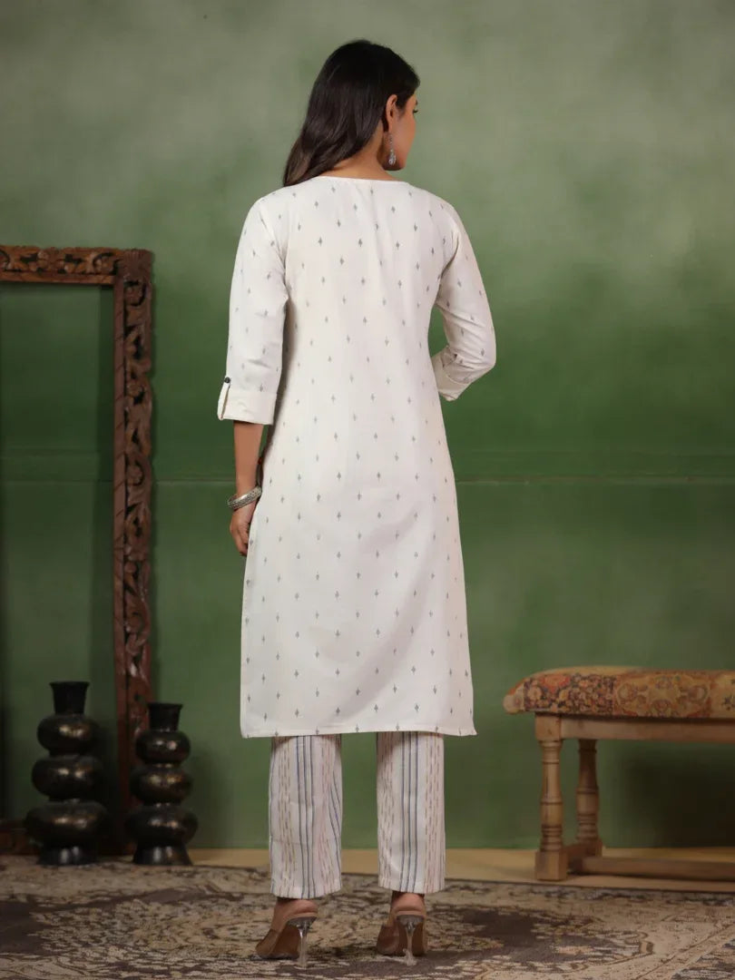 Span White Cotton Co-Ord Set (Set of 2)