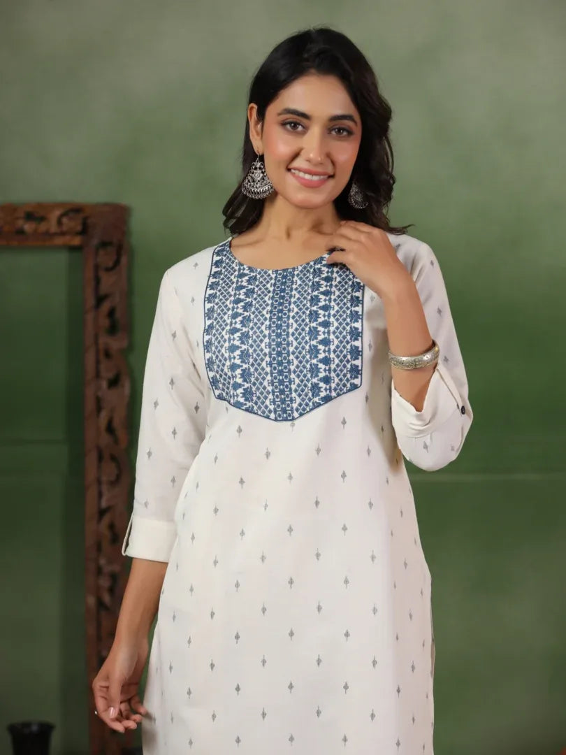 Span White Cotton Co-Ord Set (Set of 2)