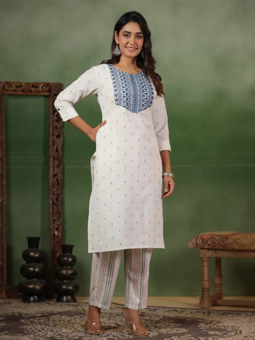 Span White Cotton Co-Ord Set (Set of 2)