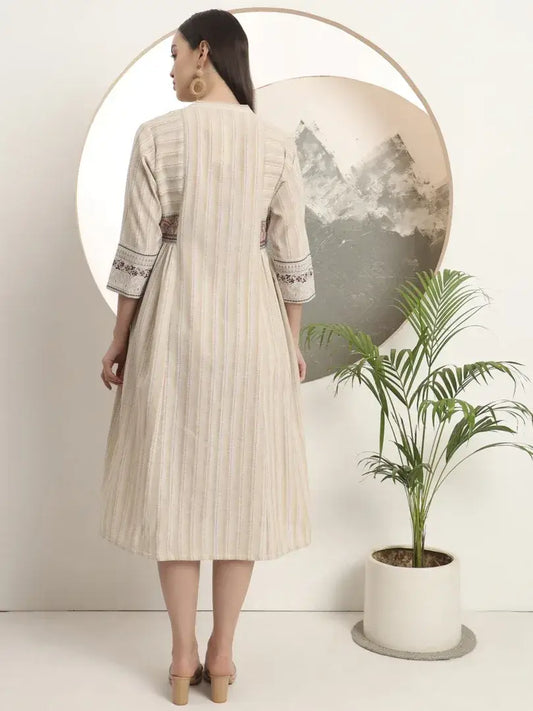 Span White Mandarin Casual Kurta