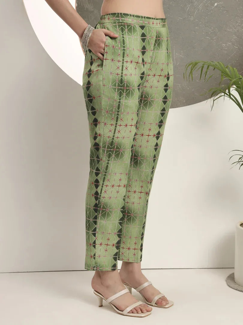 Span Green Mandarin Cotton Co-Ord Set (Set of 2)