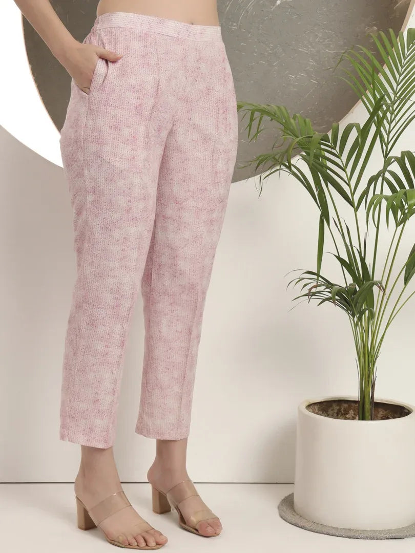 Span Pink Collard Casual 3PCS Set