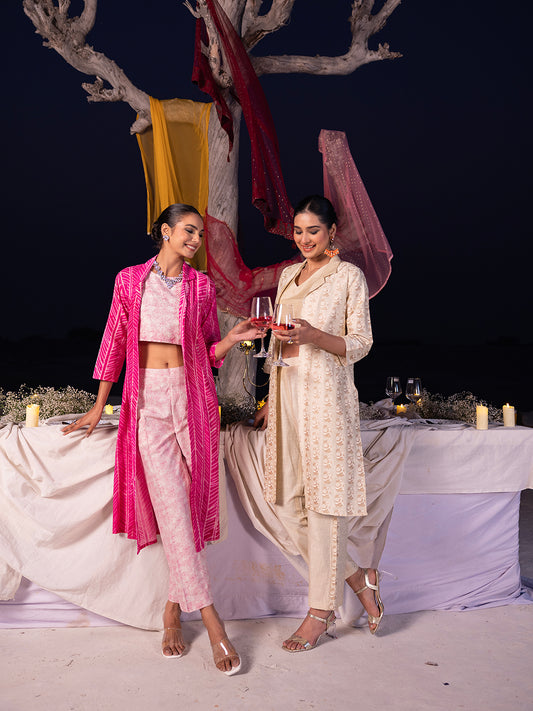 Span Ivory Jacket Collar Silk 3PCS Set