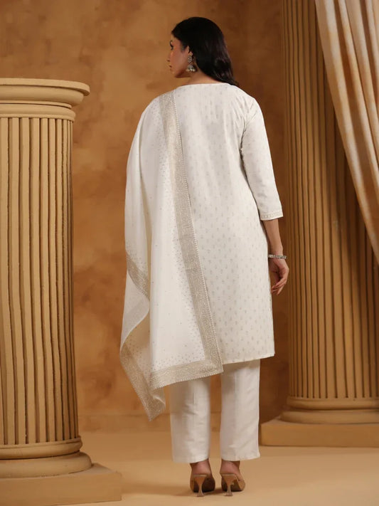 Span White V-Neck Rayon Kurta