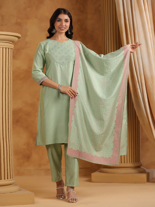 Span Green Viscose Festive Dupatta