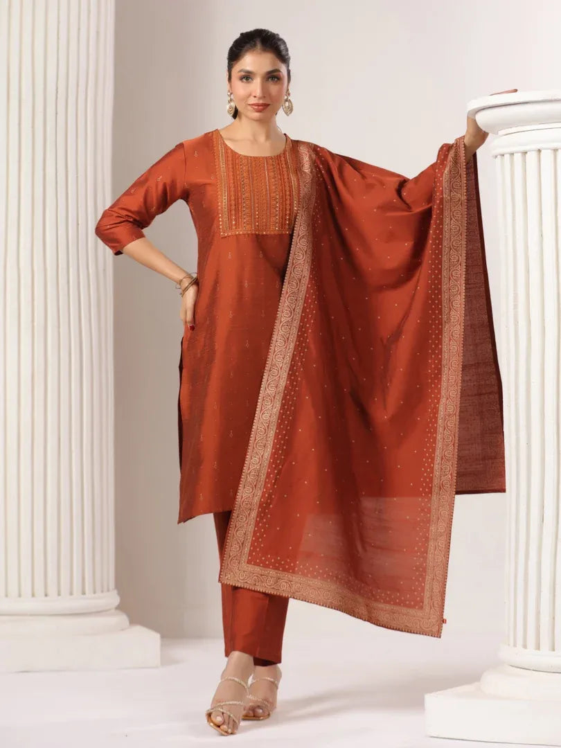Span Brown Silk Festive Dupatta