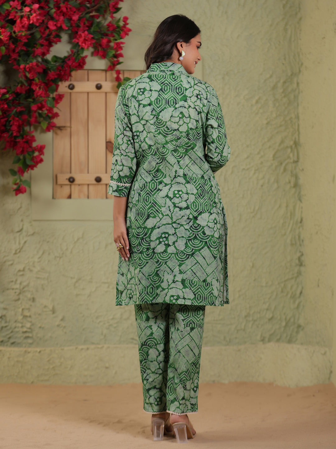 Span Green Collard Cotton Co-Ord Set (Set of 2)