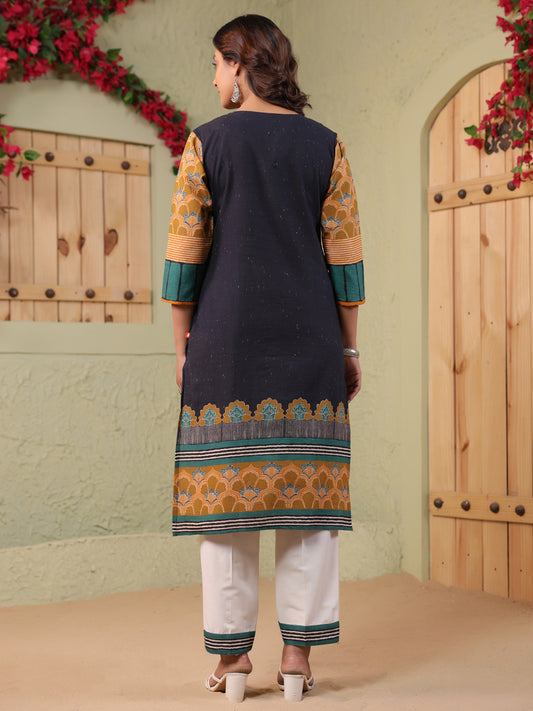 Span Black Round Neck Cotton Co-Ord Set(Set of 2)