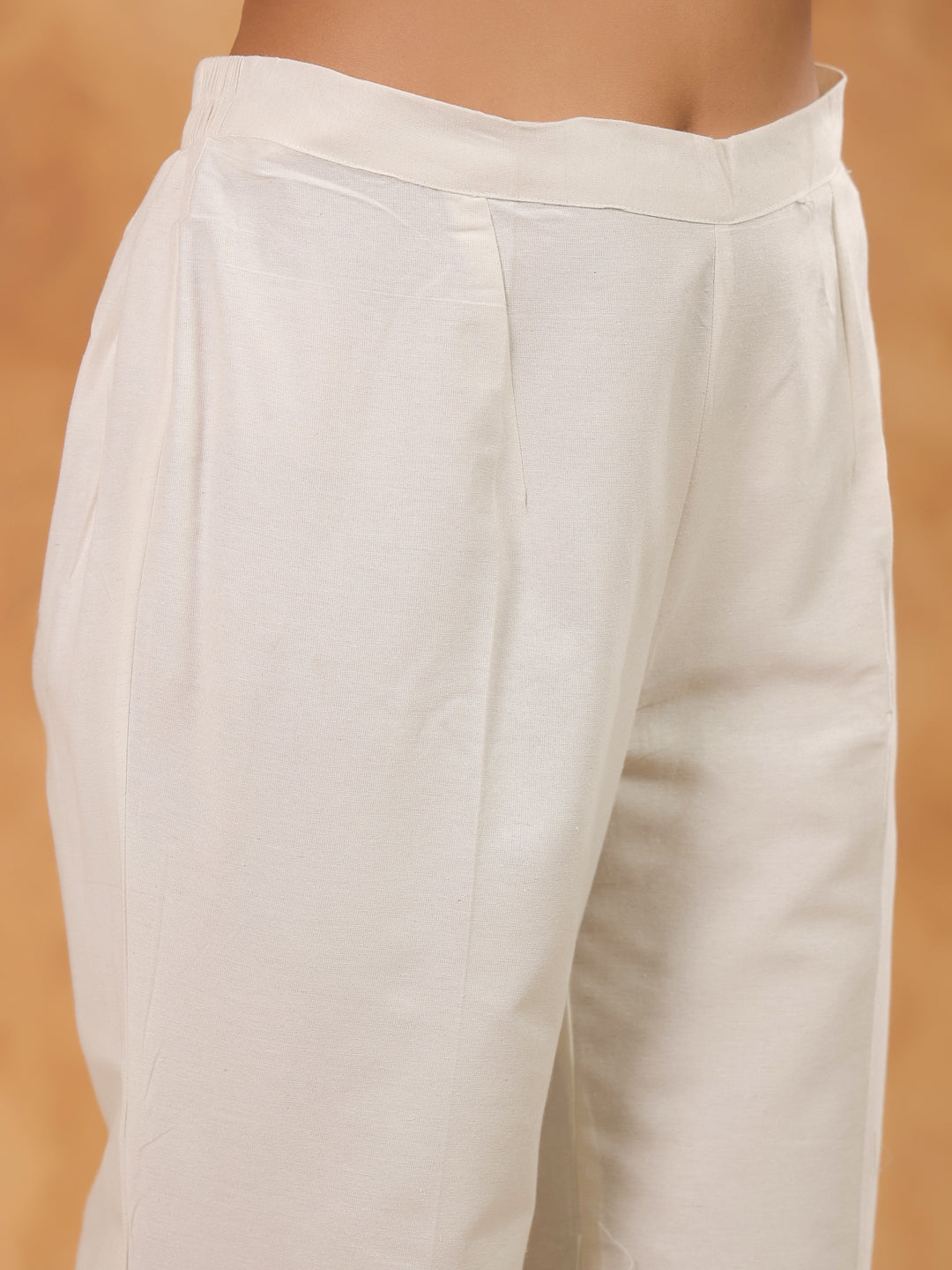 Span White V Neck Cotton Co-Ord Set(Set of 2)