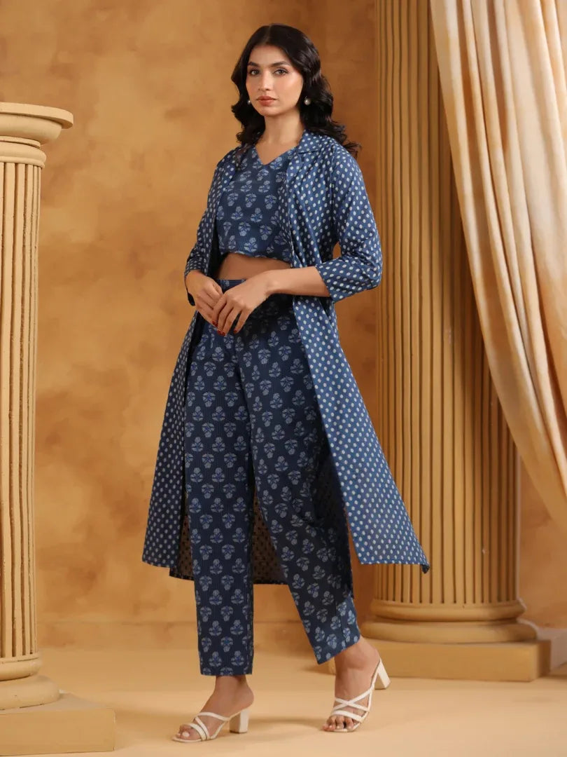 Span Blue Collard Cotton 3PCS Set
