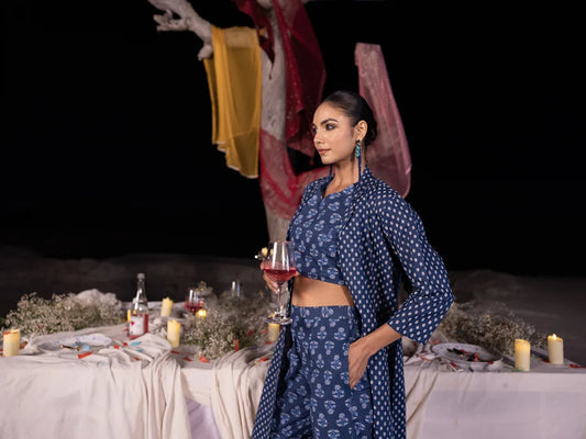 Span Blue Collard Cotton 3PCS Set