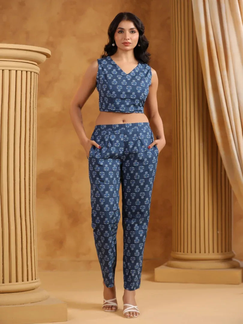 Span Blue Collard Cotton 3PCS Set