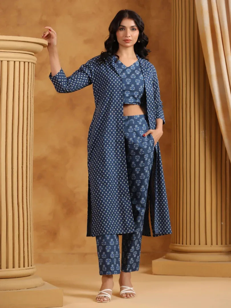 Span Blue Collard Cotton 3PCS Set