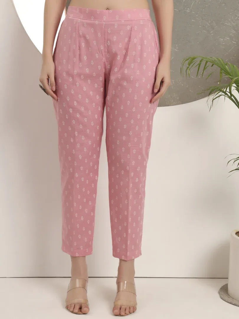 Span Pink V-Neck Cotton Co-Ord Set(Set of 2)