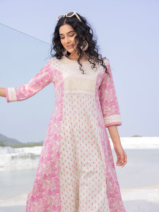 Span Ivory Round Neck Cotton Co-Ord Set(Set of 2)