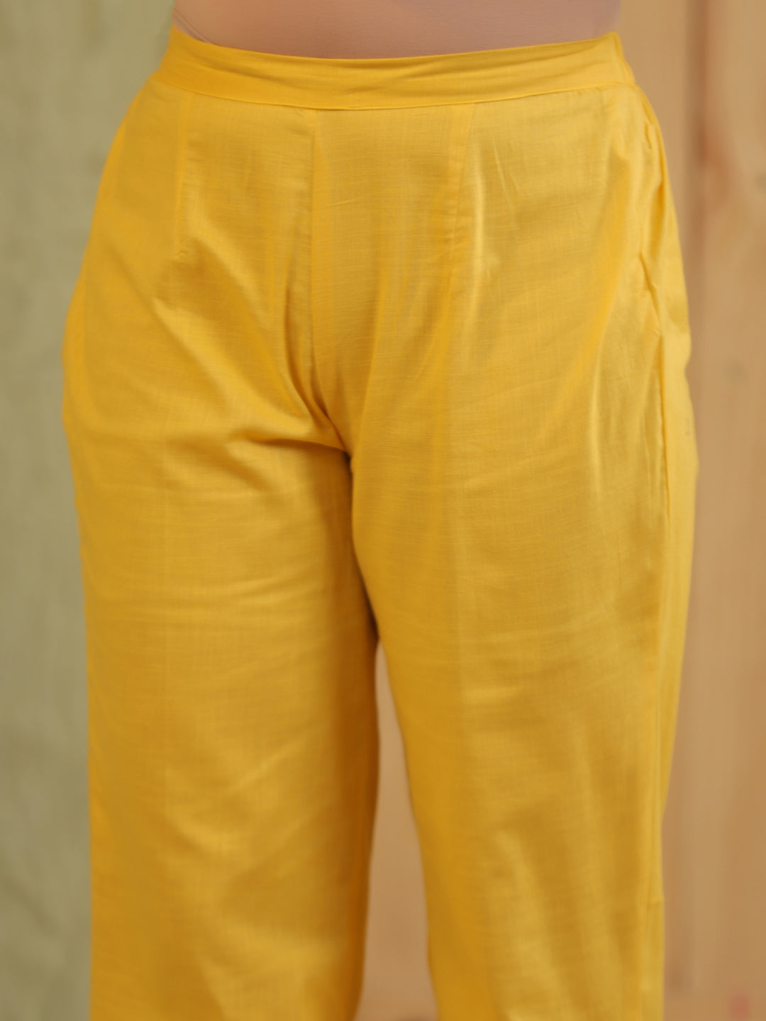 Span Yellow V-Neck Cotton Co-Ord Set(Set of 2)