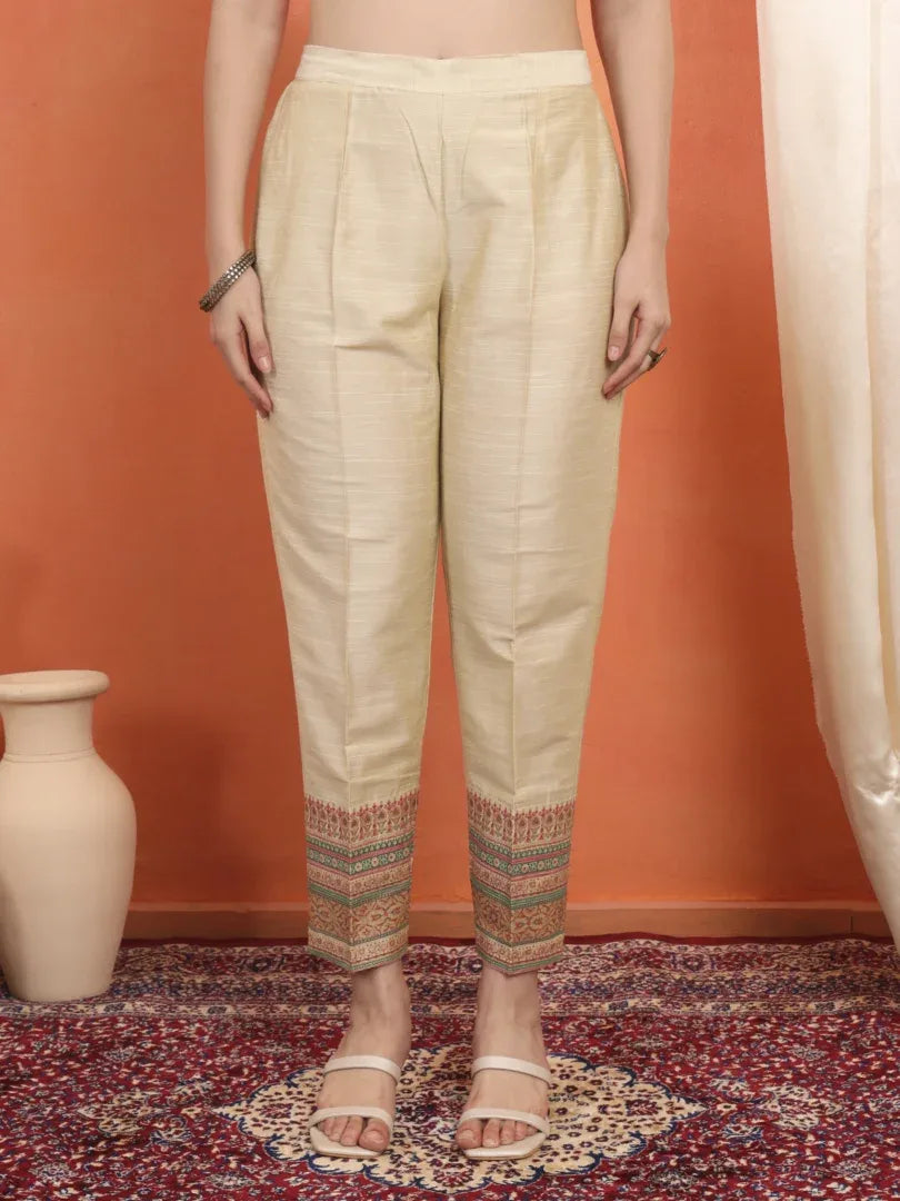 Span Ivory V-neck Silk Co-Cord Set(Set of 2)