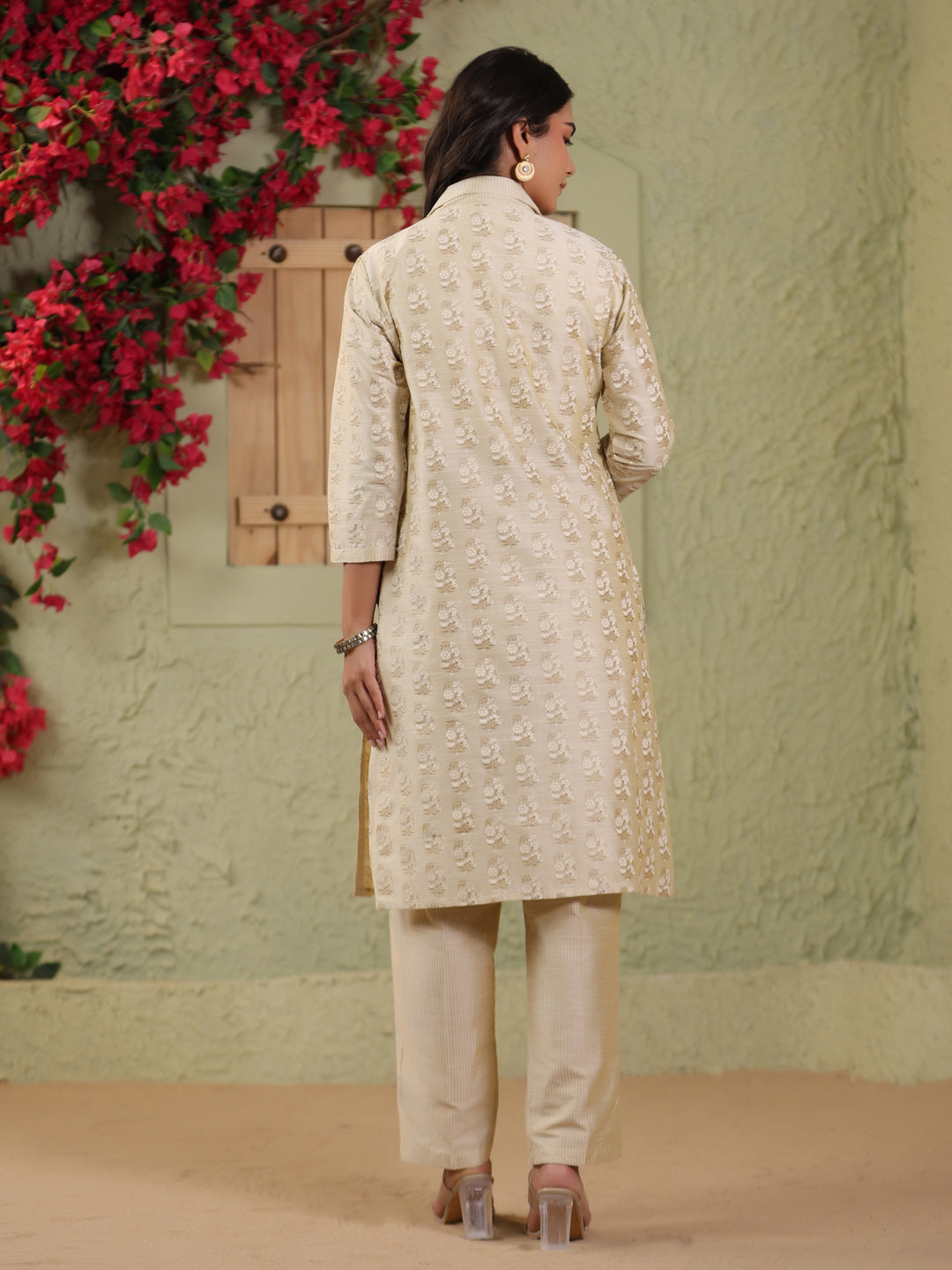 Span Ivory Jacket Collar Silk 3PCS Set