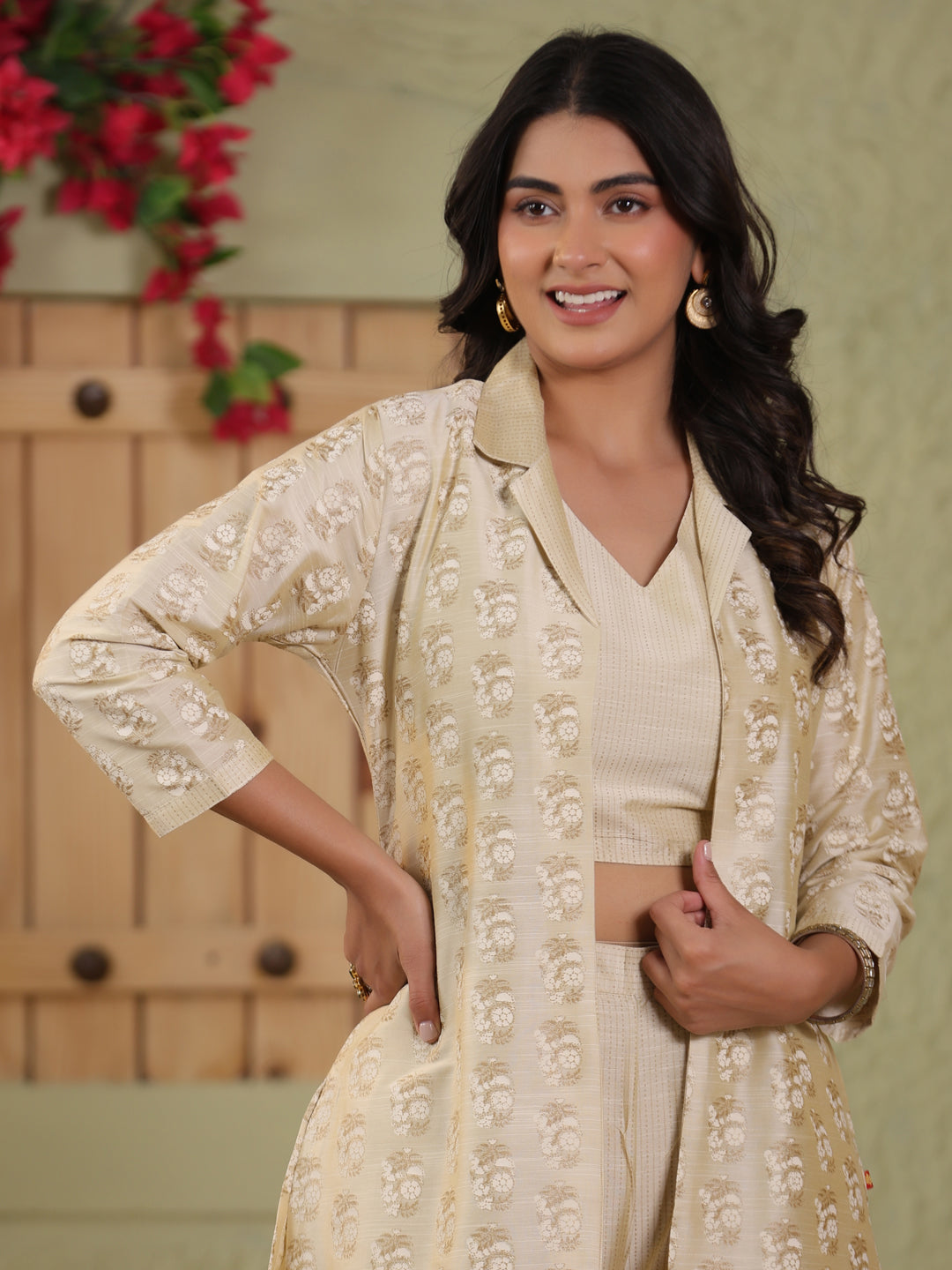 Span Ivory Jacket Collar Silk 3PCS Set