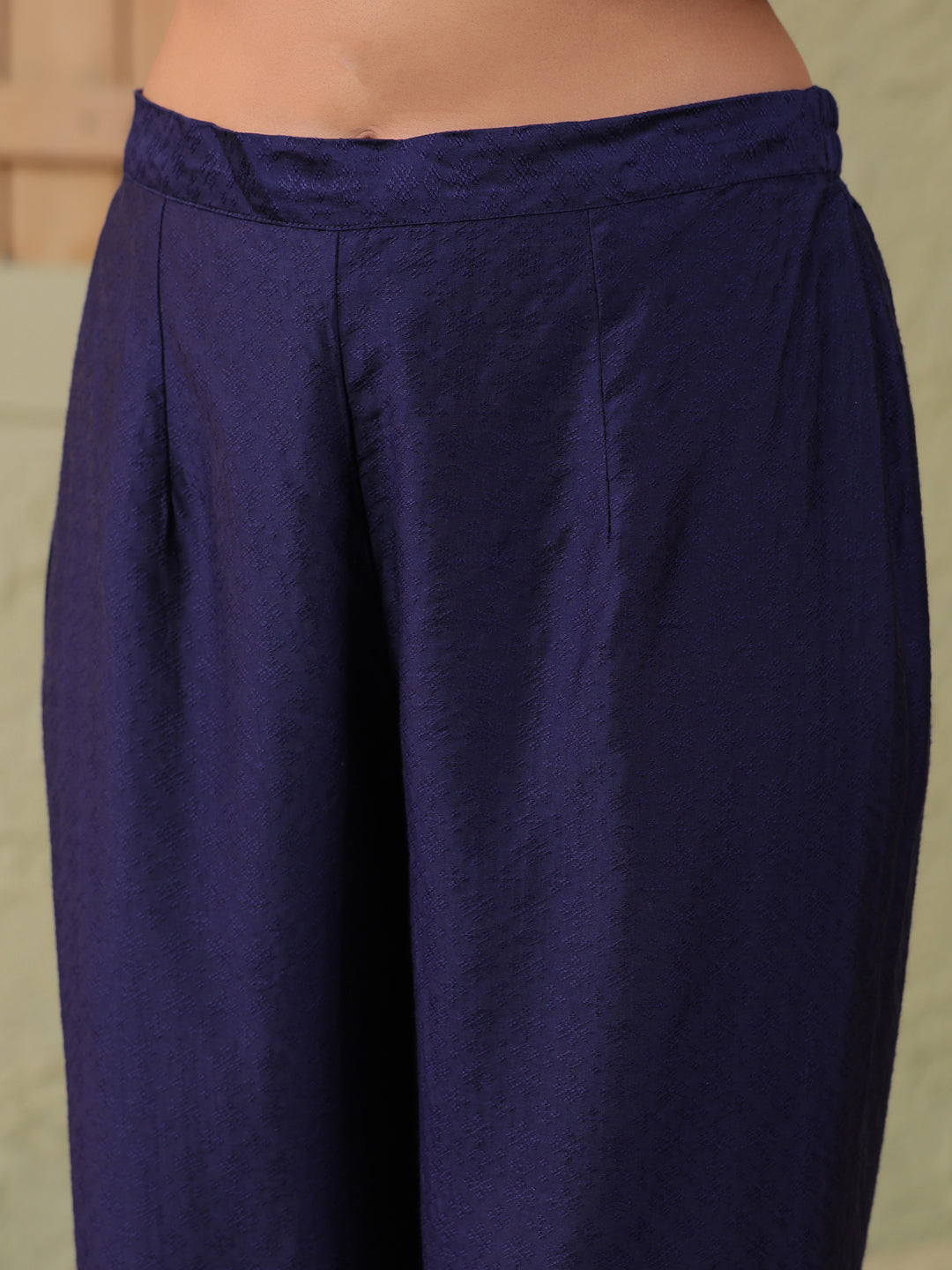 Span Blue Deep-V Viscose Co-Ord Set(Set of 2)