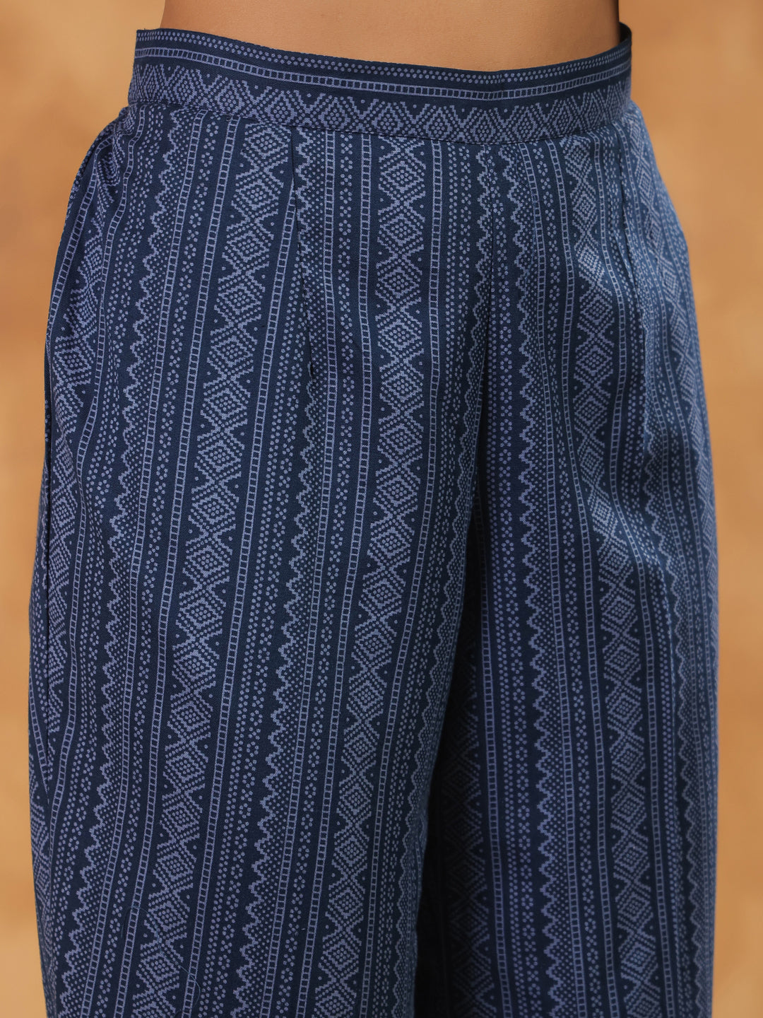 Span Blue V Neck Cotton Co-Ord Set(Set of 2)
