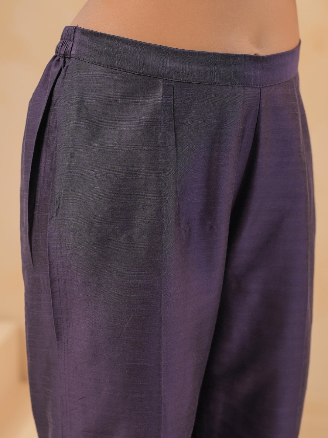 Span Purple Deep V Silk Co-Ord Set