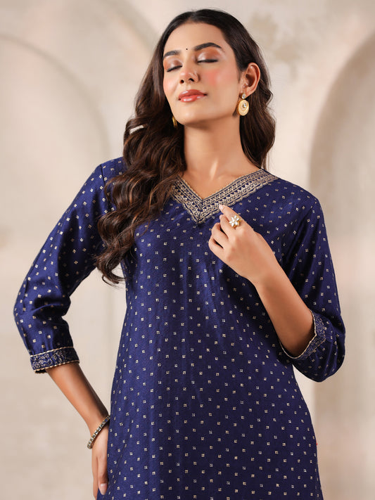 Span Blue V Neck VIsocse Cord Set