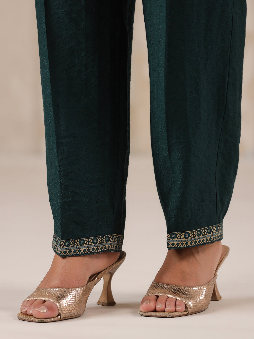 Span Green Deep V Silk Cord Set