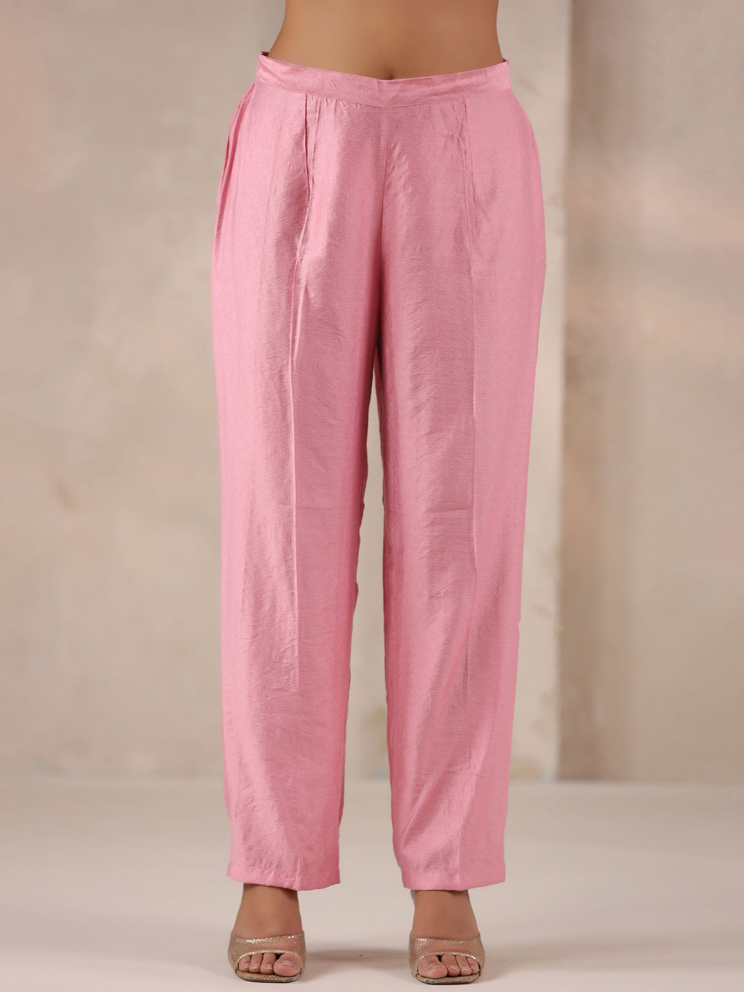 Span Pink Round Neck Visocse Kurta Set with Dupatta
