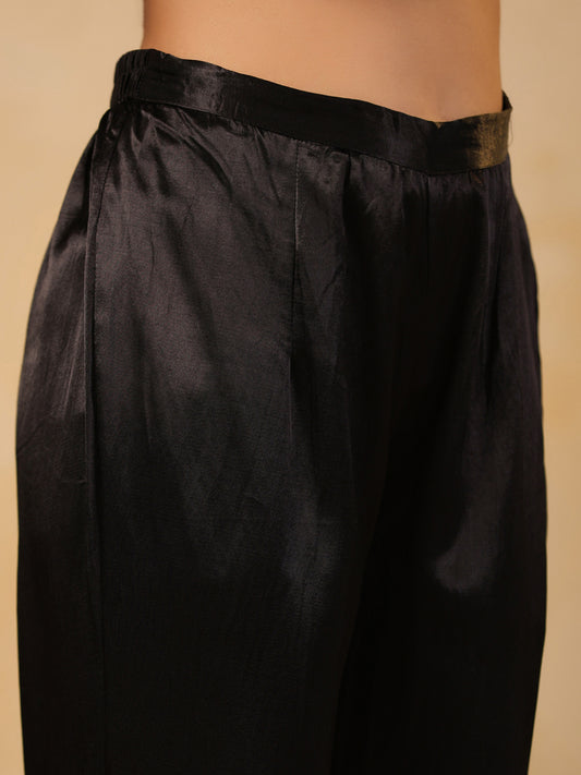 Span Black Gazi Silk Pant