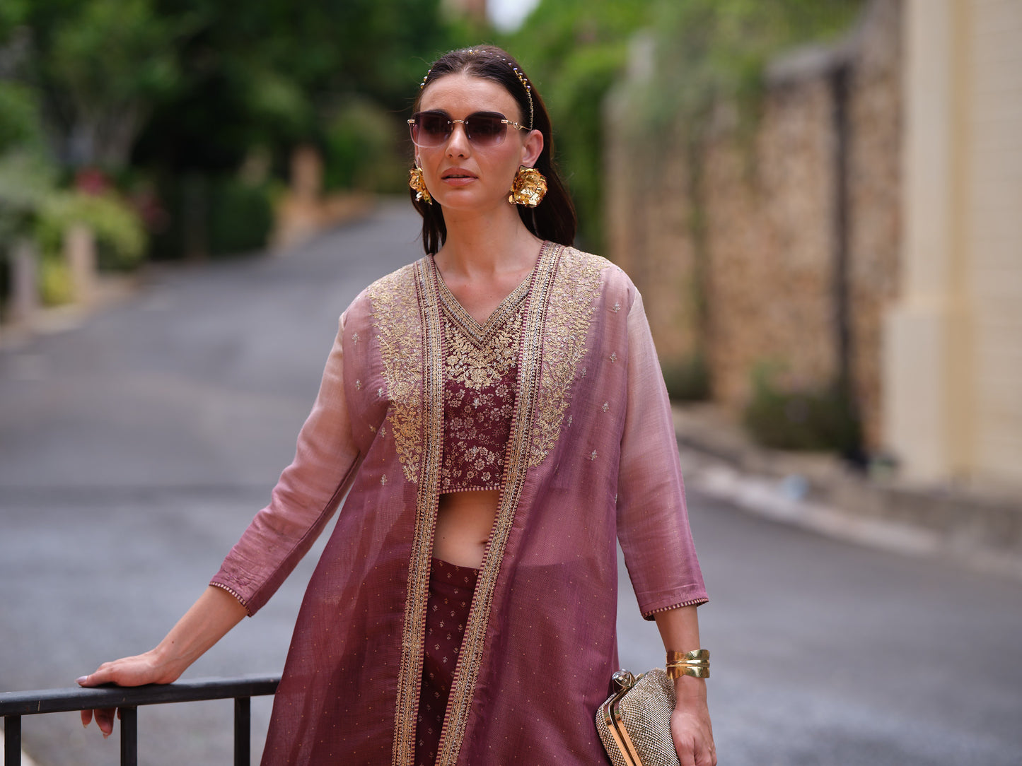 Purple Basil V-Neck Viscose 3PCS Set