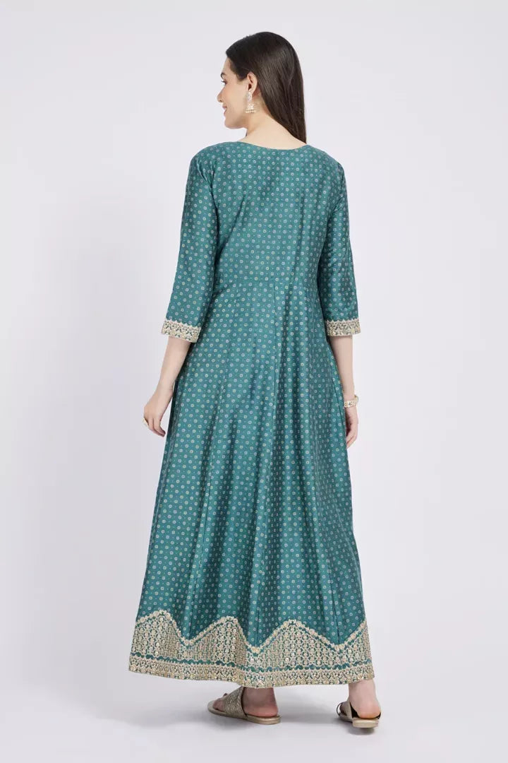 Span Green Festive Silk Gown