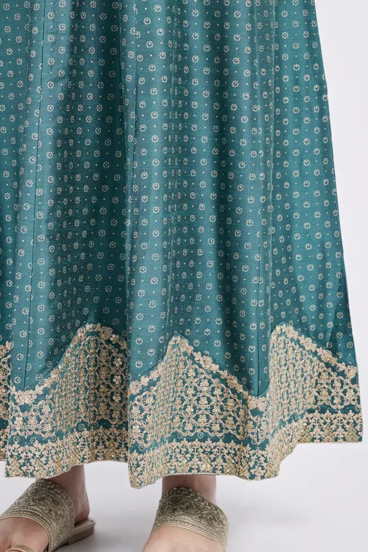 Span Green Festive Silk Gown