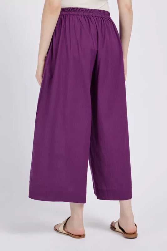 Span Purple Cotton Palazzo
