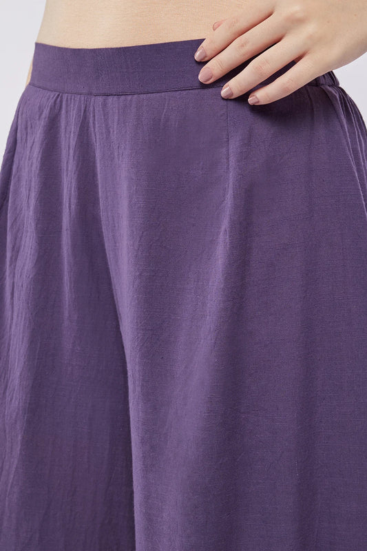 Span Purple Cotton Palazzo