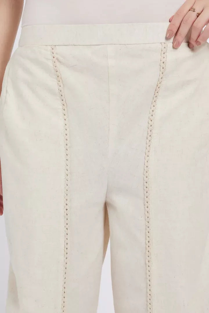 Span Ivory Linen Dhoti Style Bottom