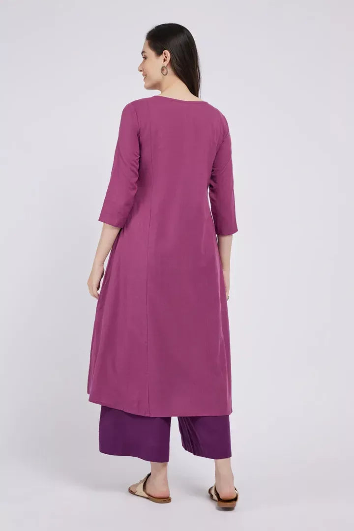 Span Purple Cotton Kurta