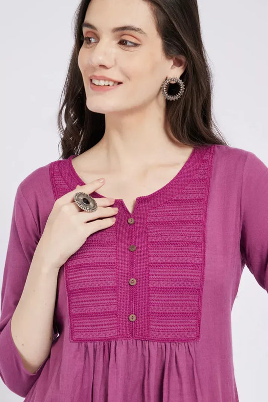 Span Purple Cotton Kurta